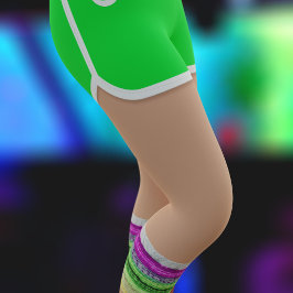 グリーンスポーツショーツ80sファッションレトロレッグウォーマー レギンス