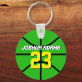 グリーンスポーツチームアスリートバスケットボールキーチェーン キーホルダー (正面)