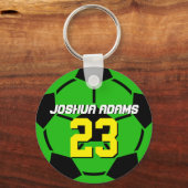 グリーンスポーツチームサッカーボールキーチェーン キーホルダー (正面)