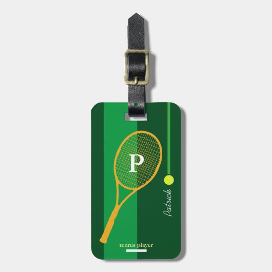 グリーンスポーツテニスパーソナライズされた ラゲッジタグ (正面縦)