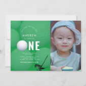 グリーンスポーツフォトゴルフ1st誕生日パーティー 招待状 (正面)
