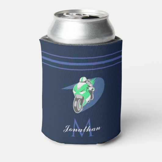 グリーンスポーツモーターバイクエクストリームスピード名前をカスタムする 缶クーラー (缶裏面)
