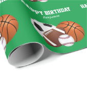 グリーンスポーツ誕生日ラッピング紙 ラッピングペーパー (ロールコーナー)