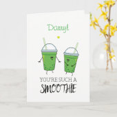 グリーンスムージー気のあるそぶりをしたかわいいグルメユーモア カード (黄色い花)