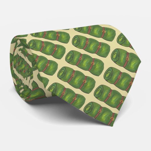 グリーンスリーピングバッグ転がキャンプハイキングタイ ネクタイ (ロール)