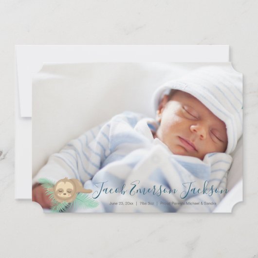 グリーンスリーピーベビースースベビー写真の発表 案内状 (正面)