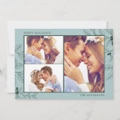 グリーンスリーフォトクリスマスホリデーグリーティングカード (正面)