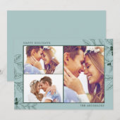 グリーンスリーフォトクリスマスホリデーグリーティングカード (正面/裏面)