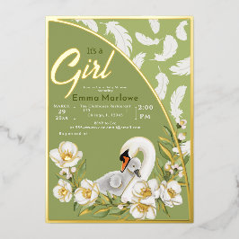 グリーンスワンベビーフォイル招待状 箔招待状