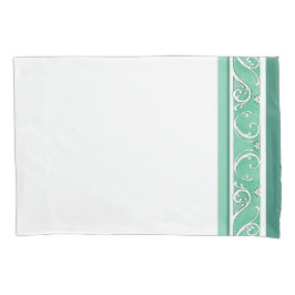 グリーンスワールデザインピローケース 枕カバー