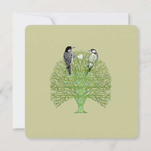 グリーンスワールラブツリー結婚式招待状 セーブザデート (裏面)