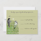 グリーンスワールラブRSVPとヴィンテージ鳥 出欠カード (裏面)