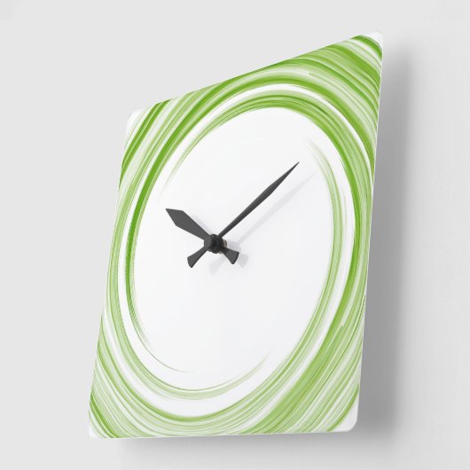 グリーンスワール抽象芸術アート スクエア壁時計 (傾斜)