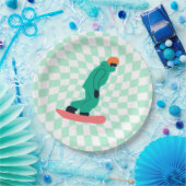 グリーンスーツ造幣局のフリーライド市松模様にスノーボーダー ペーパープレート (パーティー)