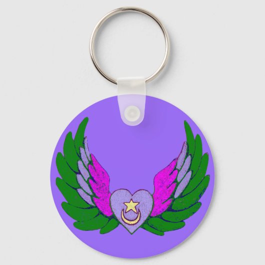 グリーンスーフィウィングハートキーチェーン キーホルダー (正面)