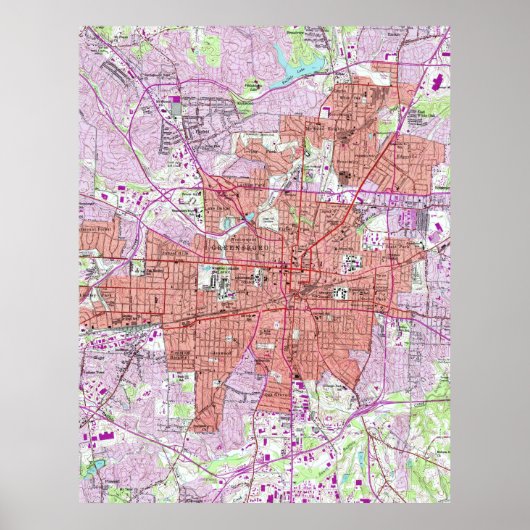 グリーンズボロノースカロライナのヴィンテージの地図(1951年) ポスター (正面)