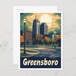 グリーンズボロノースカロライナ美術ヴィンテージイラストレーション ポストカード