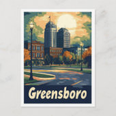 グリーンズボロノースカロライナ美術ヴィンテージイラストレーション ポストカード (正面)