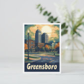 グリーンズボロノースカロライナ美術ヴィンテージイラストレーション ポストカード (スタンド正面)