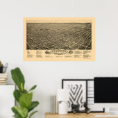 グリーンズボロ, NCパノラママップ – 1891 ポスター (ホームオフィス)