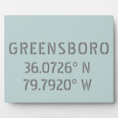 グリーンズボロNC緯度と経度の座標 フォトプラーク (正面)