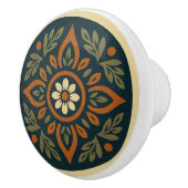 グリーンズレッドアンドクリームコテージコアフォークアート セラミックノブ (右)