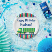 グリーンセミトラックパーソナライズされたパーティープレート ペーパープレート (パーティー)