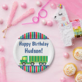 グリーンセミトラックパーソナライズされたパーティープレート ペーパープレート (パーティー)