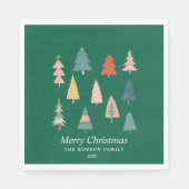 グリーンセモダンットオブクリスマスツリーズホリデー スタンダードランチョンナプキン (正面)