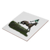 グリーンセラミックタイルの跳び上がり騎手 タイル (側面)