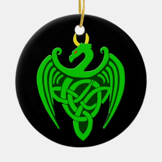 グリーンセルティックドラゴンオーナメント セラミックオーナメント (正面)