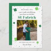 グリーンセントパトリックベビー告知クローバー写真 シーズンカード (正面/裏面)