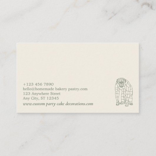 グリーンセージのクリーム動物ローポリモンキー 名刺 (裏面)