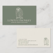 グリーンセージのクリーム動物ローポリモンキー 名刺 (正面/裏面)