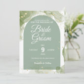 グリーンセージのフラットカード 結婚式の招待状 編集可能 (スタンド正面)