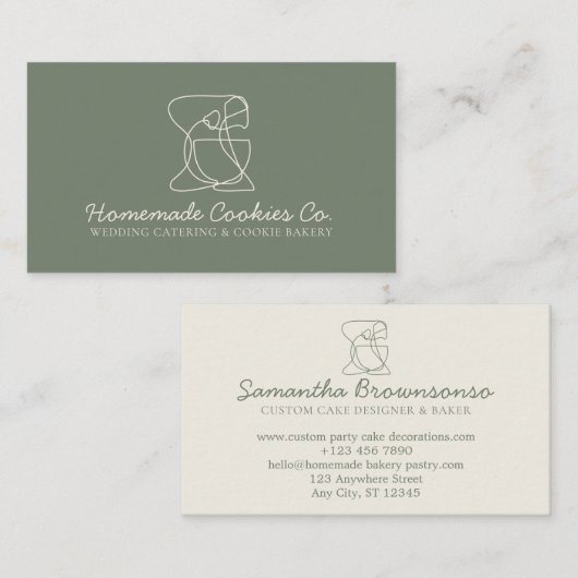 グリーンセージクリーム自家製フードベーカリー調理師 名刺 (正面/裏面)