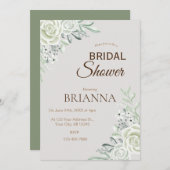 グリーンセージフローラブライダルシャワー 招待状 (正面/裏面)