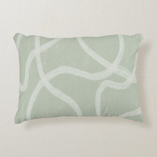 グリーンセージホワイト抽象芸術装飾用クッション アクセントクッション (正面)
