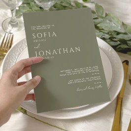 グリーンセージミニマリストエレガントな結婚式 招待状