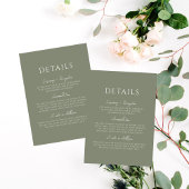 グリーンセージミニマリストエレガントウェディング詳細 エンクロージャーカード