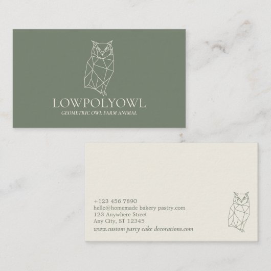 グリーンセージ動物低ポリフクロウ 名刺 (正面/裏面)