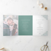 グリーンセージ葉モノグラムアートフォトウェディングプログラム 三つ折りプログラム (内部)