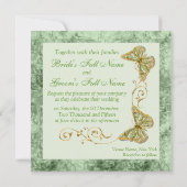 グリーンセージ金ゴールドカントリーウェディング 招待状 (裏面)