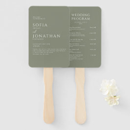 グリーンセージ ミニマリスト エレガント ウェディングプログラム ハンドファン