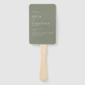 グリーンセージ ミニマリスト エレガント ウェディングプログラム ハンドファン (正面)