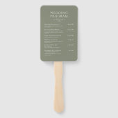 グリーンセージ ミニマル エレガント ウェディングプログラム ハンドファン (裏面)