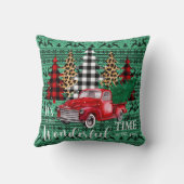 グリーンセータートナディアヴィンテージレッドトラッククリスマス クッション (裏面)