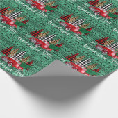 グリーンセータートナディアヴィンテージレッドトラッククリスマス ラッピングペーパー (角)