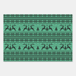 グリーンセータートナディースクリスマス ラッピングペーパーシート