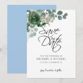 グリーンセーブ・ザ・デート招待状テンプレート 招待状 (正面/裏面)